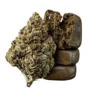 10 g Amnesia Haze 23% THCA och 10 g Bubble Hash 50% THCA samlade i Herbz-bundle
