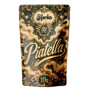Piatella 60% THCA ice water-hasch med ljust gyllene färg och Herbz-förpackning